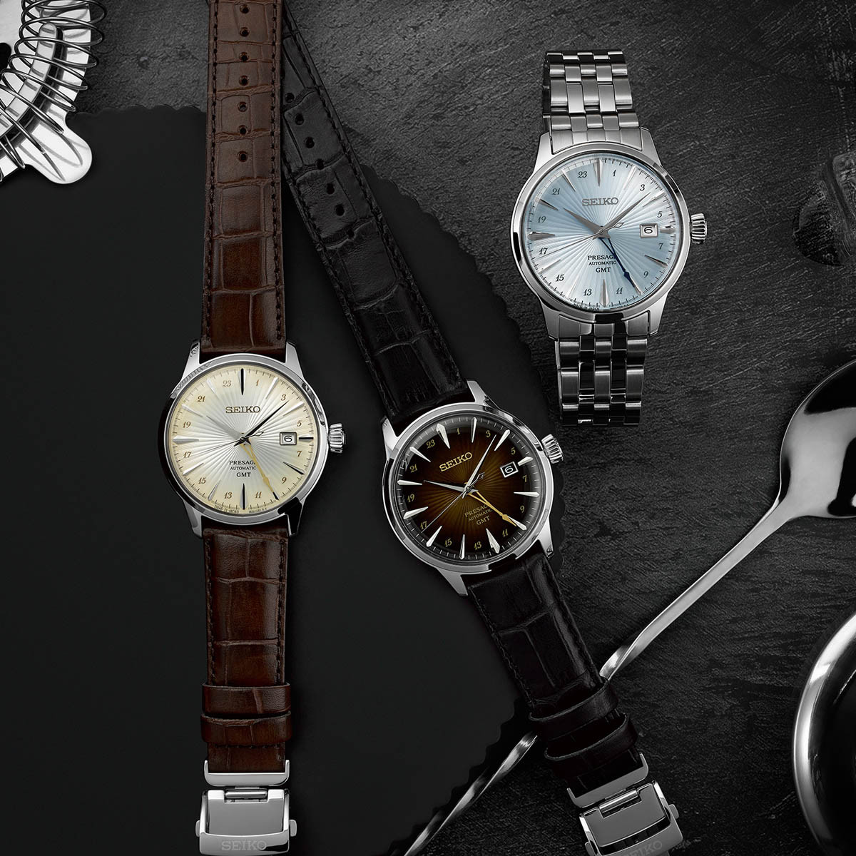 SEIKO PRESAGE Mod. COCKTAIL AUTOMATIC - LEATHER, CREAM 8