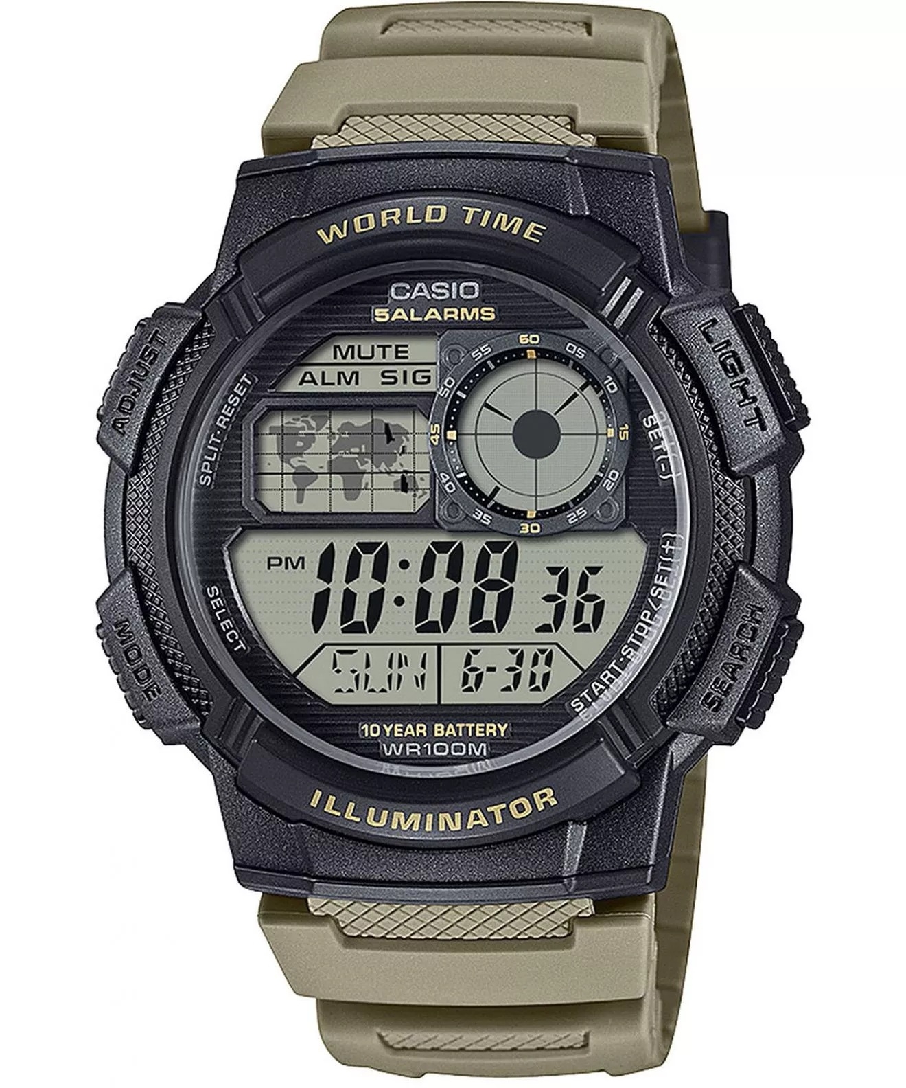 CASIO SPORT Mod. DIVER - WORLD TIME ILLUMINATOR 5 ALARMS. 10 YEARS BATTERY