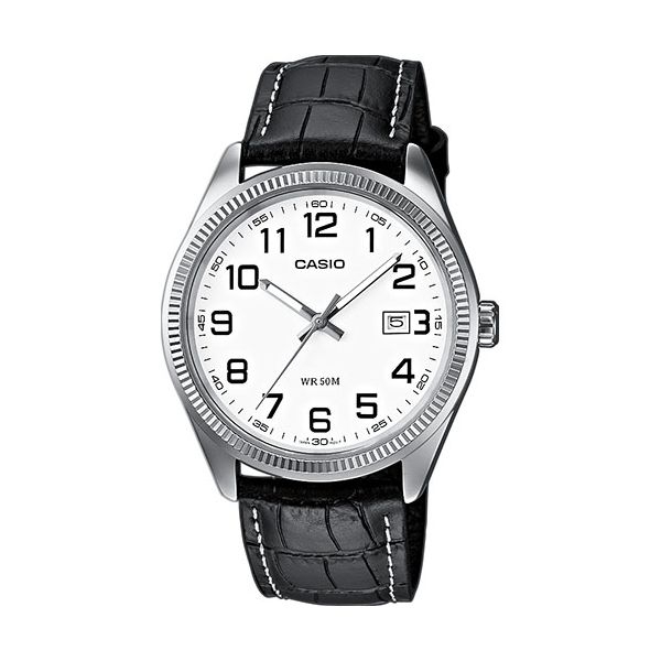 CASIO COLLECTION Mod. DATE. LEATHER - WHITE. NUMBERS