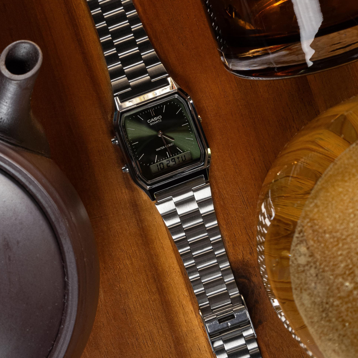 CASIO VINTAGE Mod. EDGY COLLECTION SUNRAY DIAL - GREEN MOSS 3