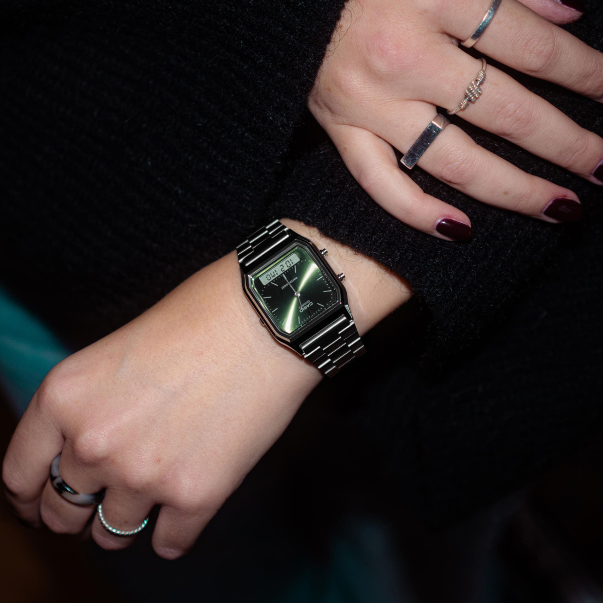 CASIO VINTAGE Mod. EDGY COLLECTION SUNRAY DIAL - GREEN MOSS 2