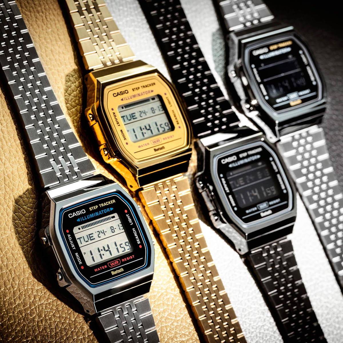 CASIO VINTAGE Mod. SILVER -BLUETOOTH® SMARTPHONE LINK w. built-in accelerometer senses body movements + steps counter 5