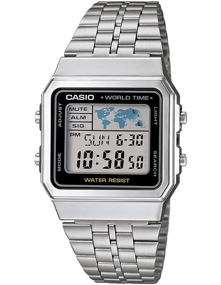 CASIO VINTAGE Mod. WORLD TIME - SILVER & BLACK