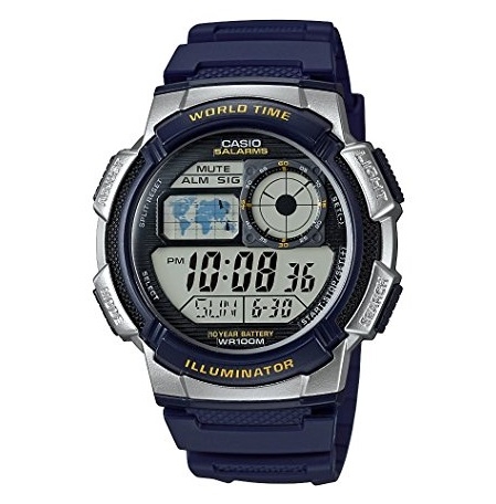 CASIO SPORT Mod. DIVER - WORLD TIME ILLUMINATOR 5 ALARMS. 10 YEARS BATTERY - SILVER