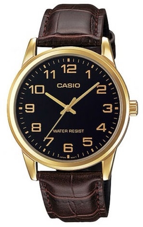 CASIO COLLECTION Mod. ONLY TIME GOLD, LEATHER - BLACK
