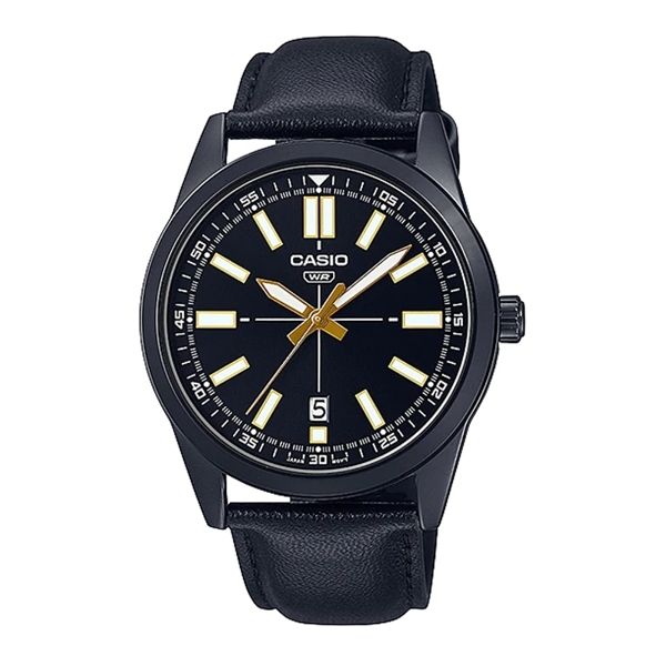 CASIO COLLECTION Mod. CASUAL DATE - LEATHER. FULL BLACK