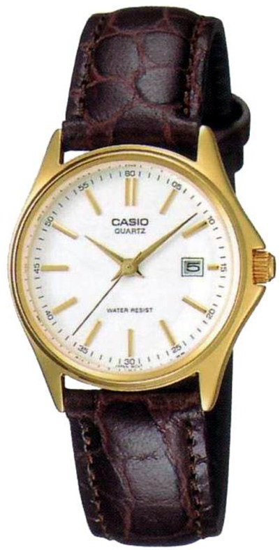 CASIO COLLECTION Mod. LADY DATE LEATHER - WHITE. GOLD INDEXES