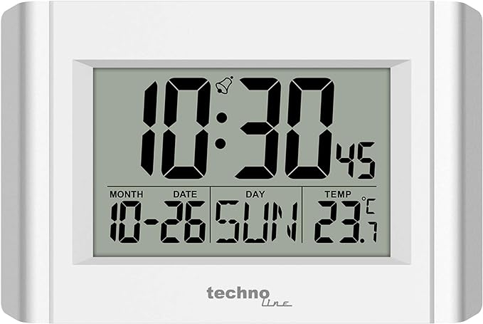 TECHNO LINE Mod. WS8002 - Orologio da parete-tavolo digitale con temp. data e allarme - Wall clock- digital table with temp. date and alarm