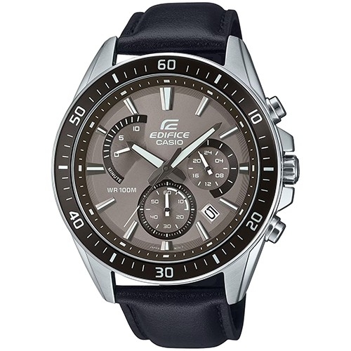 CASIO EDIFICE Mod. RETROGRADE CHRONOGRAPH XL LEATHER - TAN BLACK
